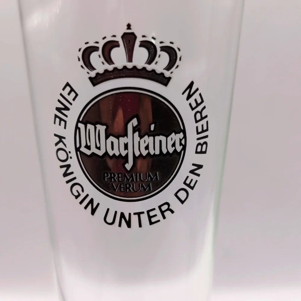 Two Crystal Warsteiner German Footed Beer Glasses with Gold Rim .3L Vintage